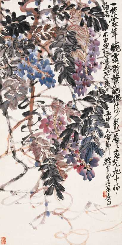 赵云壑 1932年作 紫藤图 立轴